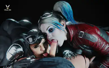 Dubbel Blowjob med Harley Quinn och Catwoman Dc Comics Parodi
