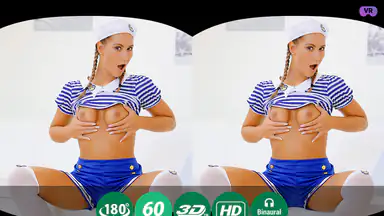 Söt sjöman-cosplayer visar sina färdigheter i VR-solo