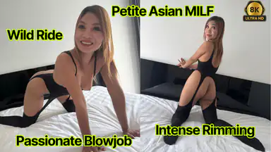 Asiatisk MILF i underkläder – Blowjob, vild ridning & rimming