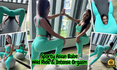 Cherry Lee: Sportig asiatisk tjej, vild ridtur, intensiv orgasm