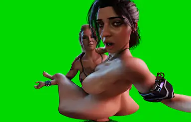 Claire Redfield Har Ffm-trekant med Dubbelpenetration med Meredith Stout och V på Motell – Cyberpunk, en Xxx-parodi – Passthrough