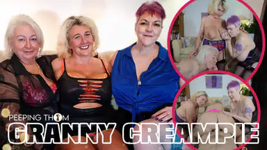 Foursome med mormor Camilla Creampie
