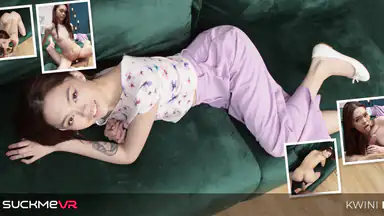 Kåt småvuxna spinner Kwini Kim dyrkar stora ådriga kukar