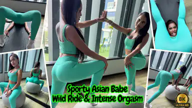 Sportig asiatisk brud, vild ridtur & intensiv orgasm