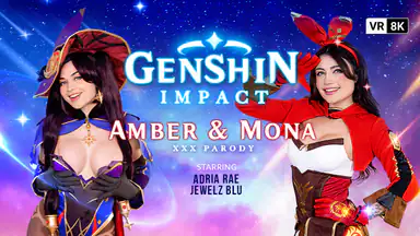 Genshin Impact Amber Mona en Xxx-parodi