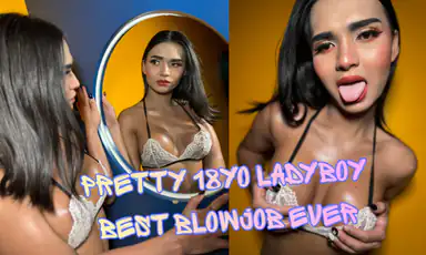 Trans Söt 18-årig ladyboy ger världens bästa blowjob Passthrough