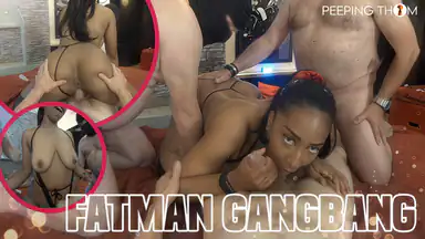 Fetmans gangbang - Brittiska swingern Dinky tar emot alla
