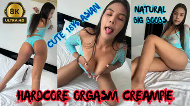 Söt 18-årig Asiat Hård Orgasm Creampie