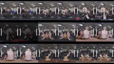 VR-gruppsex på gymmet med Dolly Leigh, Emily Willis och Emma Starletto