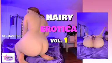 Hårig erotik - Hårig ebony med spridda ben och gapande röv [NYMASTERAD]