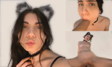 Kattcosplay-tonåring knullar jättestor kuk-dildo Katrina Dragonfly