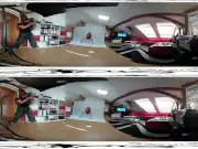 Tonårsflickan Sarah fotoshoot innan whitebox-onani vr-scen 3DVR360 UD