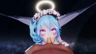 Vocaloid Miku änglalig blowjob